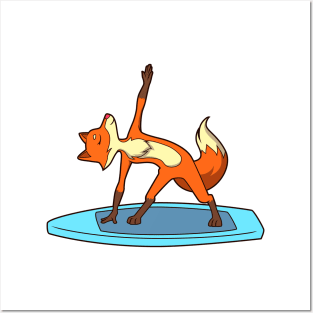 Cartoon Fuchs macht SUP Yoga Posters and Art